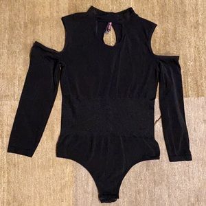 ~Just One~ Black Peekaboo Shoulder Bodysuit